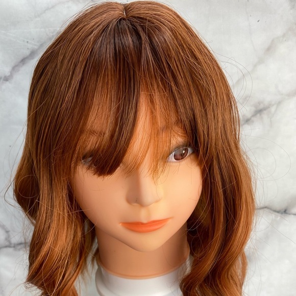 Bob Shoulder Length Ginger Copper Wig With Bangs - Picture 5 of 9